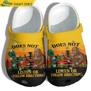 Does Not Listen Or Follow Directions Bigfoot Crocband 3D Crocs