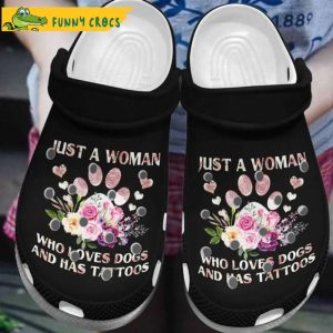 Dog Paw Roses Blacks Just A Woman Crocband 3D Crocs