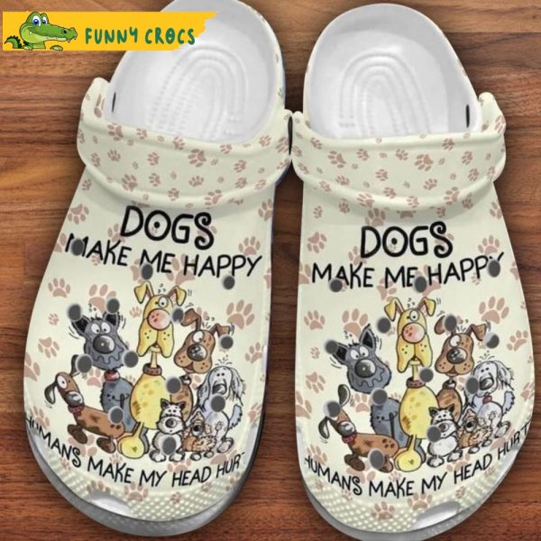 Dogs Make Me Happy Cute Cartoon Crocband 3D Crocs