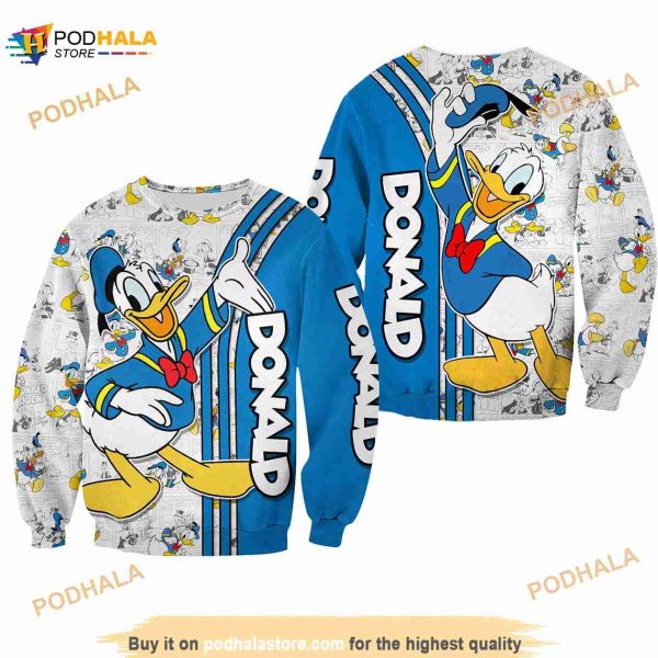 Donald Blue Comic Book Patterns Disney 3D Sweater