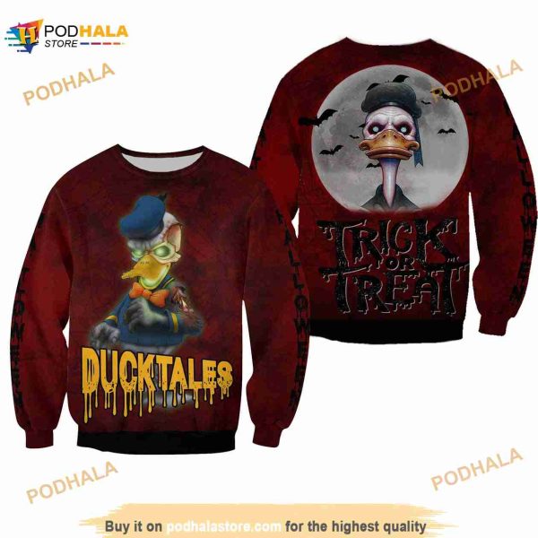 Donald Duck Ducktales Red Black Halloween 3D Sweater