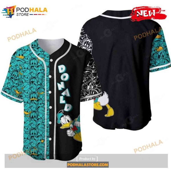 Donald Duck Pattern All Over Print Turquoise Baseball Jersey