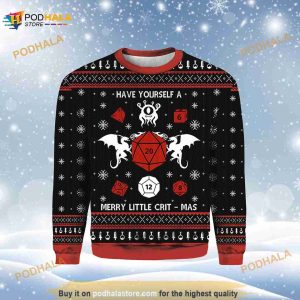 Dungeon And Dragon Have Yourself A Merry Little Crit-Mas Ugly Christmas Sweater