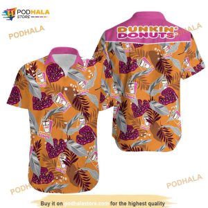 Dunkin Donuts Food Hawaiian Shirt, Tropical Flower Aloha Shirt