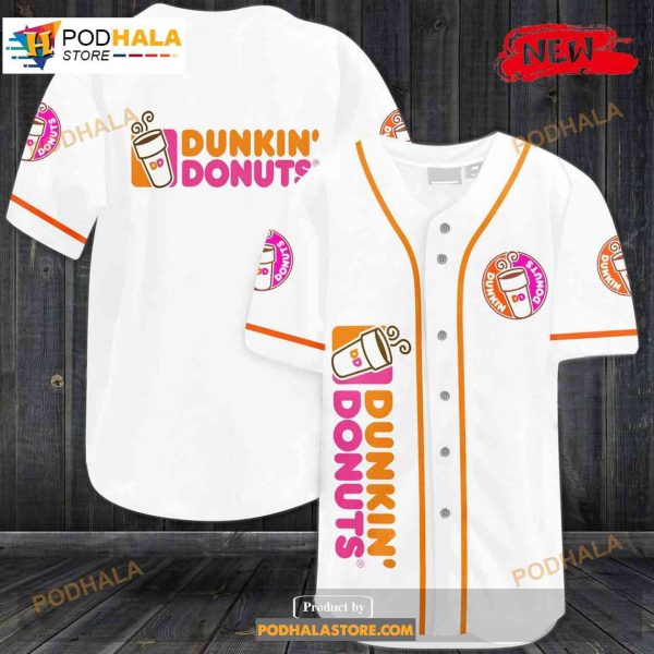 Dunkin Donuts Special White Design Baseball Jersey