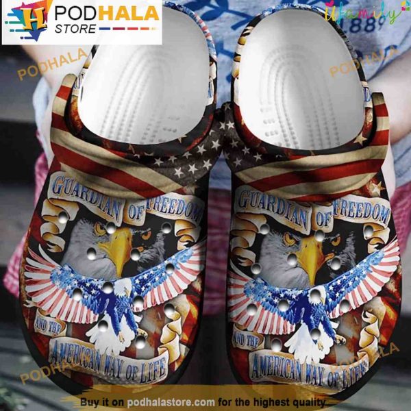 Eagle Guardian Of Freedom American 3D Crocs, Funny Crocs