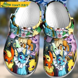 Eevee Collab Pokemon Sku30 Crocband 3D Crocs Clog Shoes