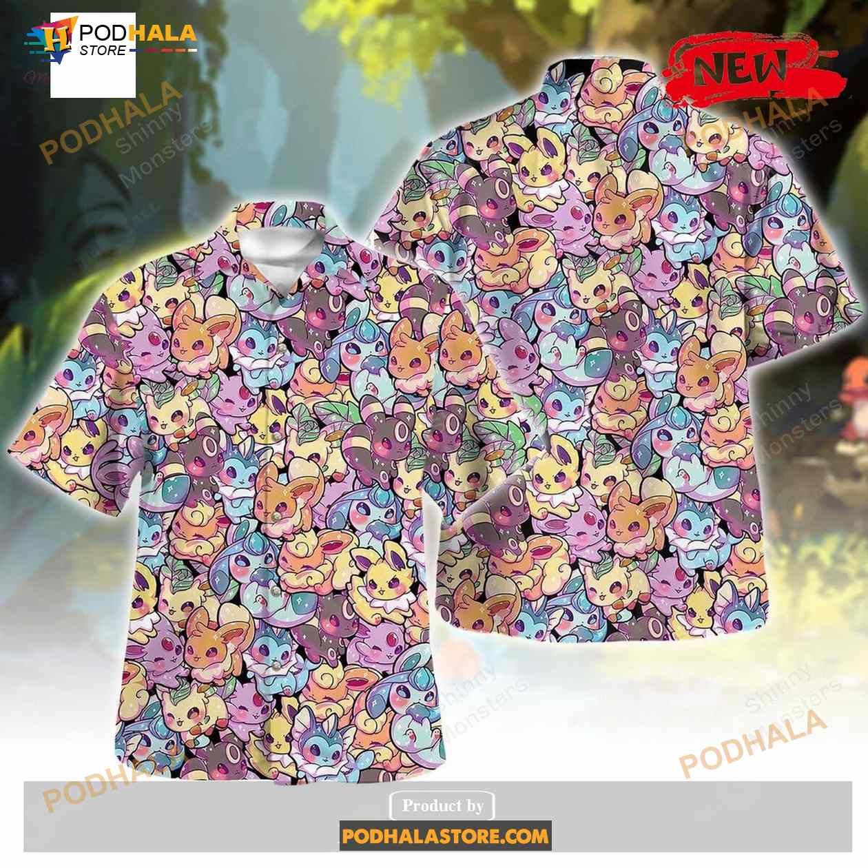 Eevee Evolution Cute Pattern For Enjoy Summer Funny Hawaiian Shirt