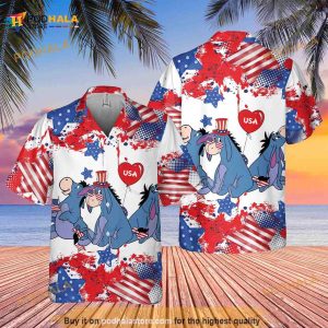 Eeyore American Flag Disney Hawaiian Shirt For Fans