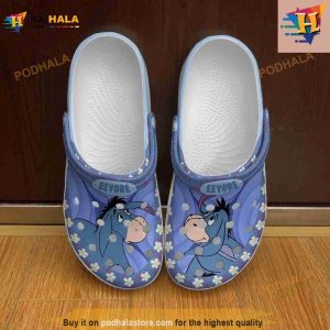 Eeyore Donkey Blue Flowers Patterns Graphic Cartoon Unisex Crocs Clog Shoes
