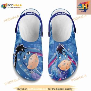 Eeyore Shy Donkey Blue Pattern Graphic Cartoon Crocs Clog Shoes
