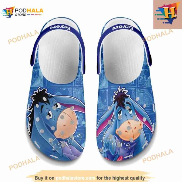 Eeyore Shy Donkey Blue Pattern Graphic Cartoon Crocs Clog Shoes