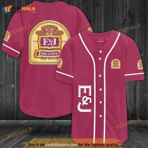 E&j Brandy All Over Print Unisex 3D Baseball Jersey - Ruby