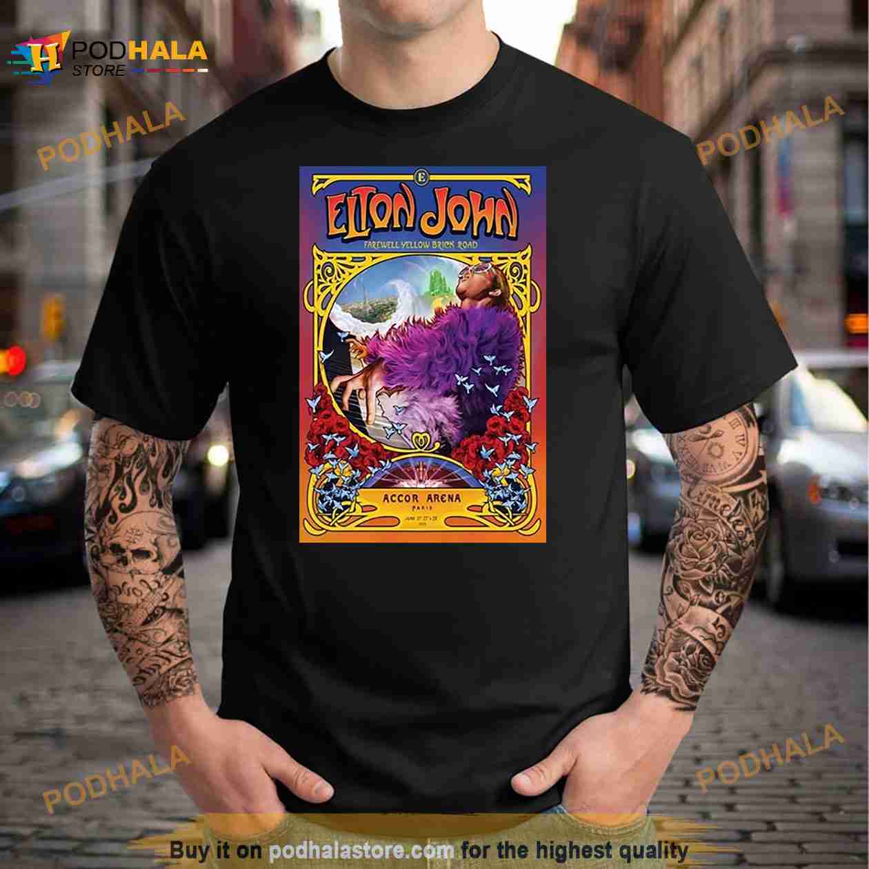 Eltons Johns Shirt Farewell Yellow Brick Road The Final Tour 2022 T-Shirt  for Men Women (Printed Front and Back)