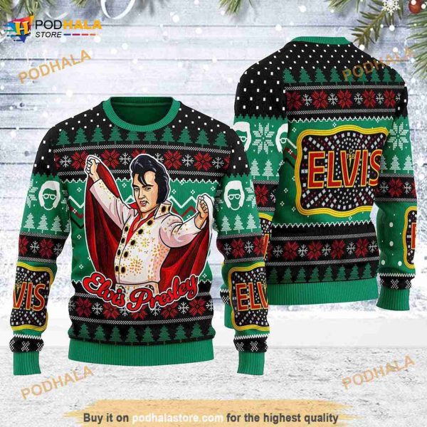 Elvis Belt Buckle Christmas Sweaters, King Of Rock N Roll Unisex Christmas Sweatshirt