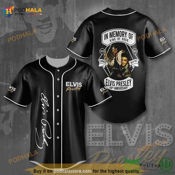 Elvis Presley 88th Anniversary Black 3D Baseball Jersey Shirt