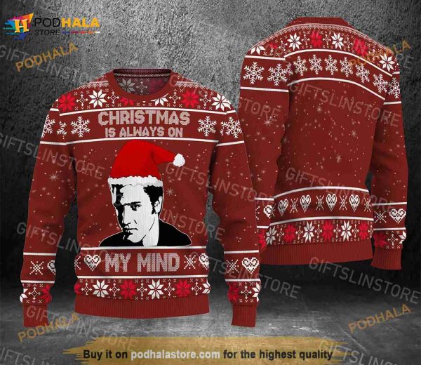 Elvis Presley Christmas Is Always On My Mind 2023 Ugly Sweater 3D