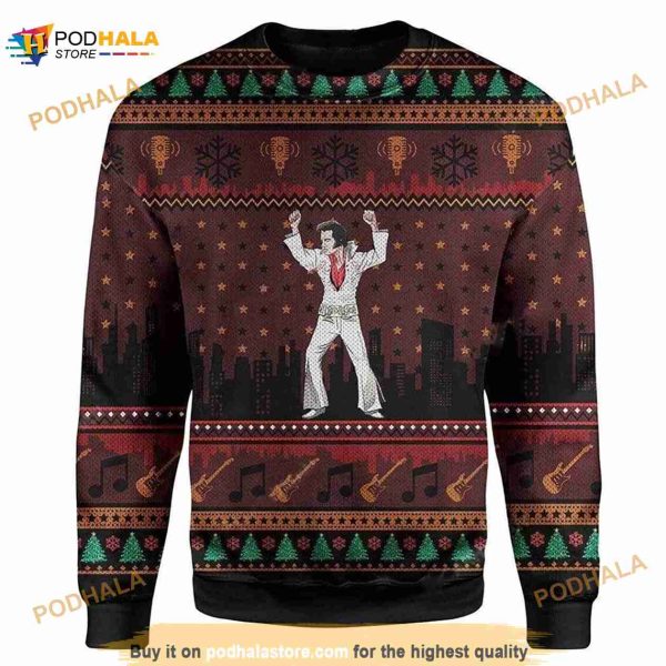 Elvis Presley Dancing Merry Christmas 3D All Over Printed Ugly Sweater