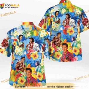 Elvis Presley Hawaiian Shirt, Elvis 3D Hawaii Shirt, Aloha Summer Tropical Button Shirt