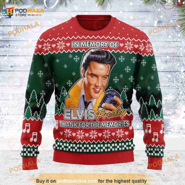 Elvis Presley King Of Rock Thank You Love Christmas Ugly Sweater