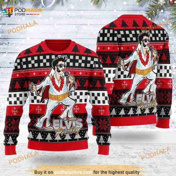 Elvis Presley Ugly Sweater 3D Merry Christmas, Elvis Presley Fans Funny Xmas Gift