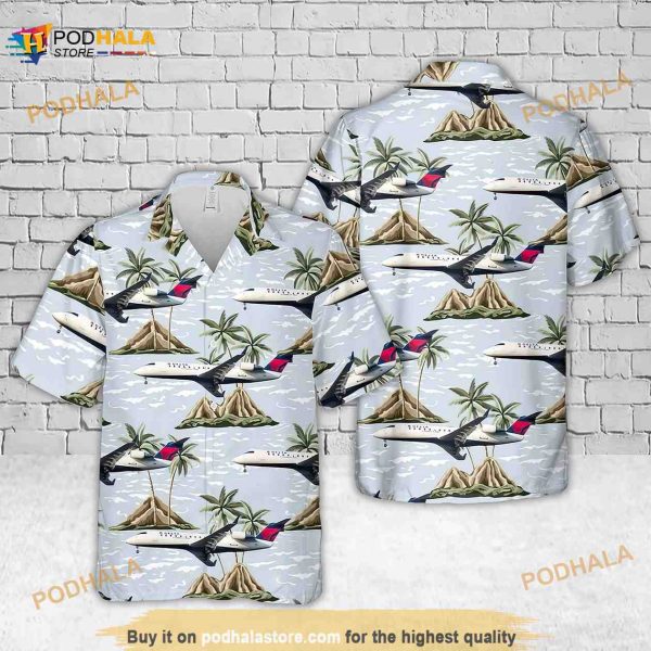 Endeavor Air Bombardier Crj-200 Hawaiian Shirt, Summer Beach Shirt