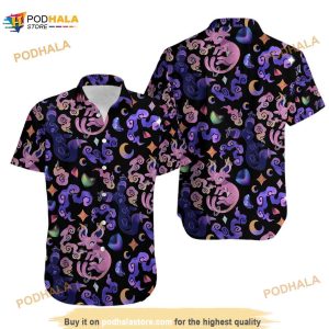 Espeon Umbreon Pkm Hawaiian Shirt, Pokemon Button Up Shirt