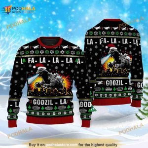 Fa La La La Godzilla Ugly Sweater, Funny Godzilla Fa La La Christmas Sweater