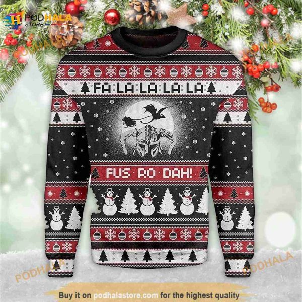 Fa La La La Snowman Tree Xmas Ugly Christmas 3D Sweater