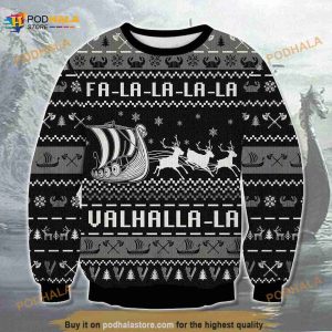 Fa-la-la-valhalla Viking Ship Ugly Christmas Sweater