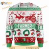 Farmer Christmas Tractor Santa And Reindeer Ugly Sweater