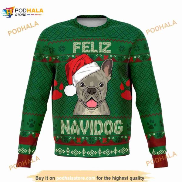 Feliz Navidog French Bulldog Unisex Ugly Christmas Sweater
