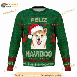 Feliz Navidog Shibu Unu Unisex Ugly Christmas Sweater