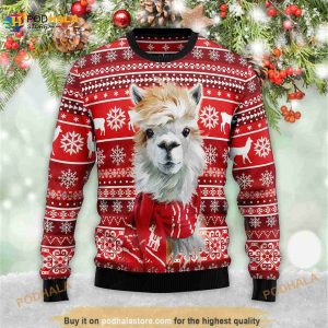 Festive Llama Funny Christmas 3D Ugly Sweater, Funny Xmas Gift