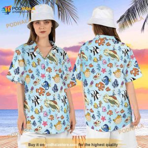 Finding Nemo Hawaiian Shirt, Disneyland Family Vacation Nemo Marlin Dory Squirt Aloha
