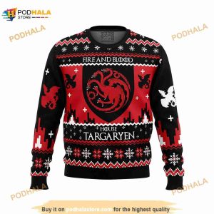 Fire And Blood House Targaryen Ugly House Of Dragons Ugly Christmas Sweater, Funny Xmas Gift