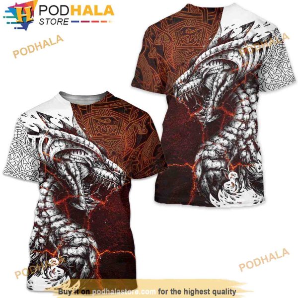 Fire Dragon Fashion Short Sleeves Unisex 3D Shirt Full Size S-5xl
