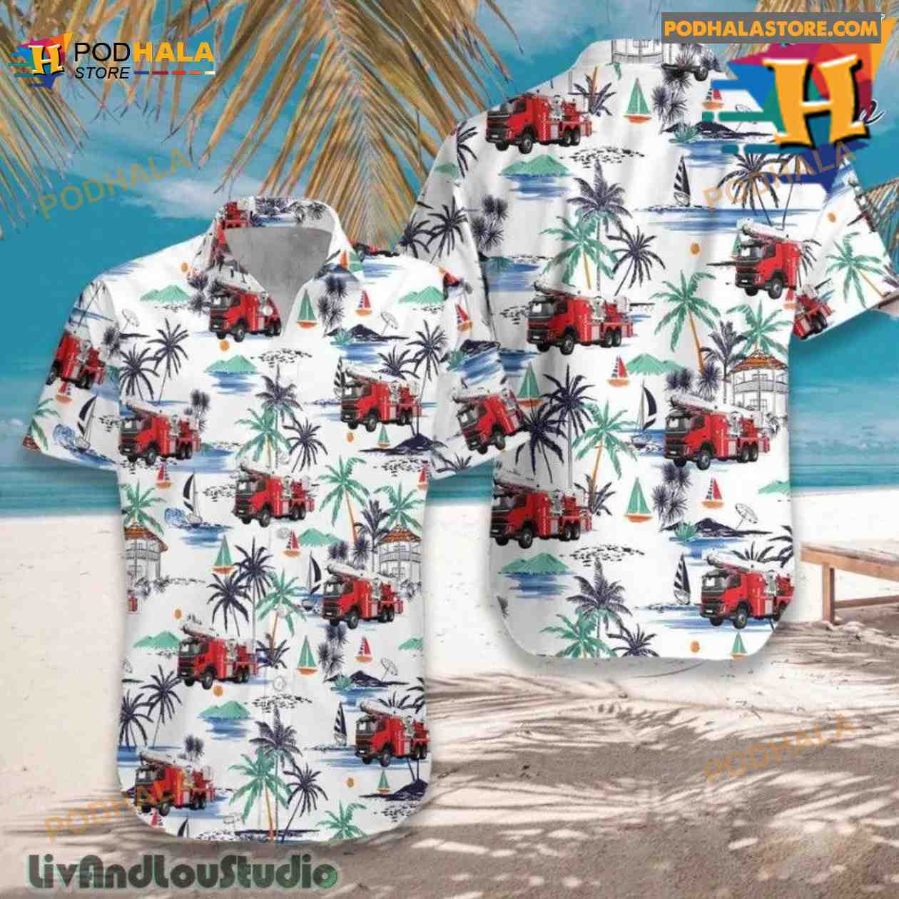Fire Truck Friend Of Firefighter Aloha Hawaiian Shirt Fire Truck Friend Of Firefighter Aloha Hawaiian Shirt