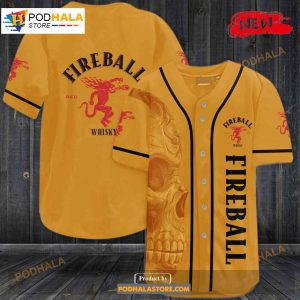 Fireball Skull Orange Baseball Jersey