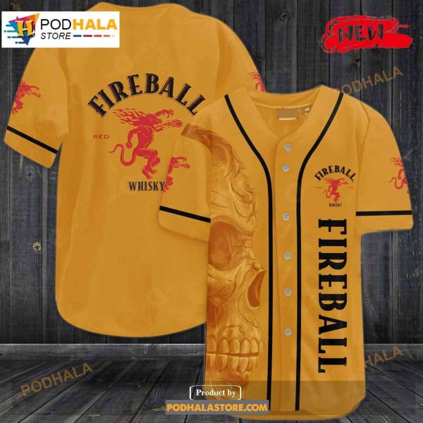 Fireball Skull Orange Baseball Jersey