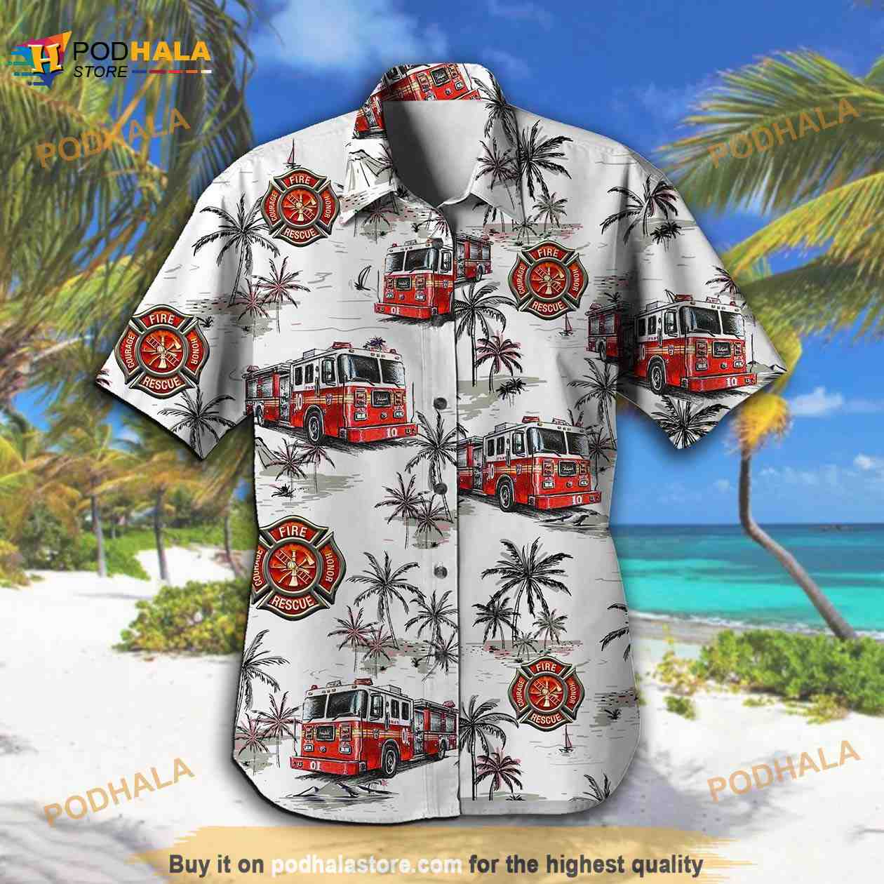Firefighter Aloha Summer Casual Button Down Shirt, Firefighter Hawaiian Shirt For Men Firefighter Aloha Summer Casual Button Down Shirt, Firefighter Hawaiian Shirt For Men