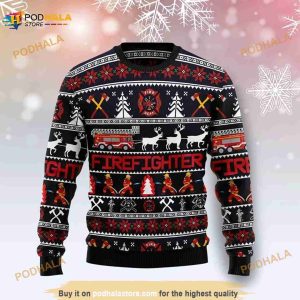 Firefighter Ugly Sweater All Over Print Unisex Ugly Christmas