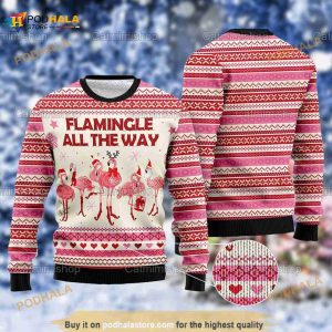Flamingle All The Way Funny Flamingo Ugly Sweater, Christmas Gifts