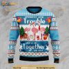 Flamingo Apparently We're Trouble When We Are Together Who Knew Christmas 3D Ugly Sweater