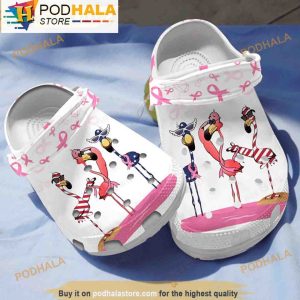 Flamingo Breast Cancer 3D Crocs Slippers, Funny Crocs