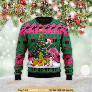 Flamingo Christmas Tree Ugly Christmas 3D Sweater