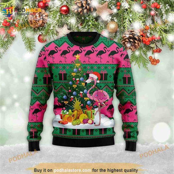 Flamingo Christmas Tree Ugly Christmas 3D Sweater