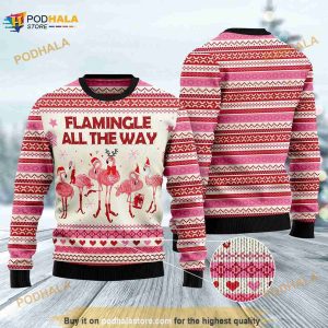 Flamingo Flamingle All The Ways Ugly Christmas 3D Sweater