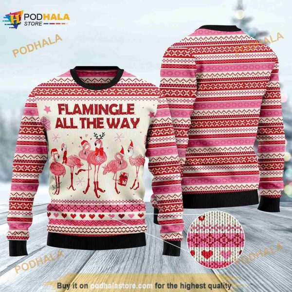 Flamingo Flamingle All The Ways Ugly Christmas 3D Sweater