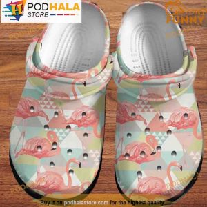 Flamingo Geometric Pattern 3D Crocs, Funny Crocs